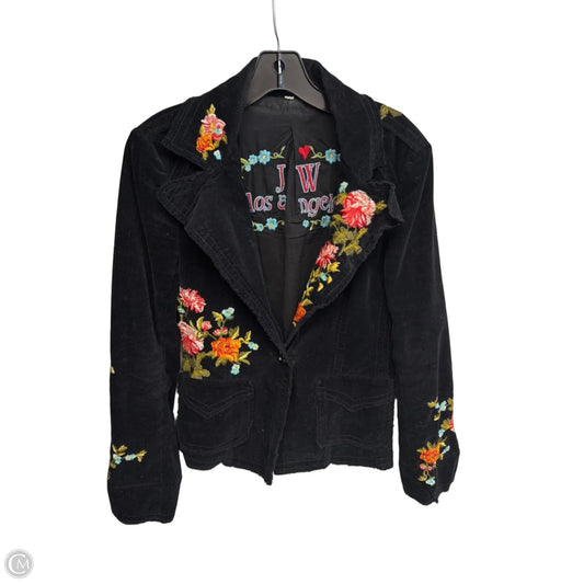 Blazer Designer By Johnny Was In Black & Red, Size: Xs