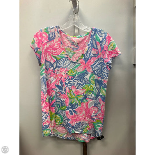 Top Short Sleeve Designer By Lilly Pulitzer In Floral Print, Size: S