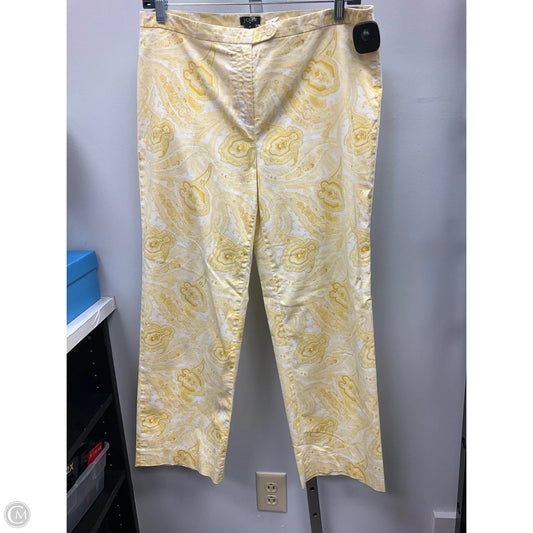 Pants Cropped By J. Crew In White & Yellow, Size: 8