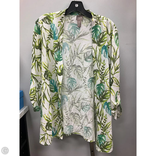 Cardigan By Chicos In Tropical Print, Size: L