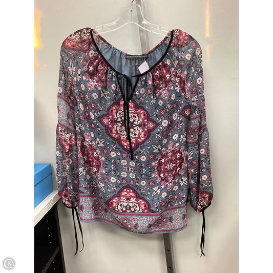 Top Long Sleeve By White House Black Market In Grey & Purple, Size: 0p