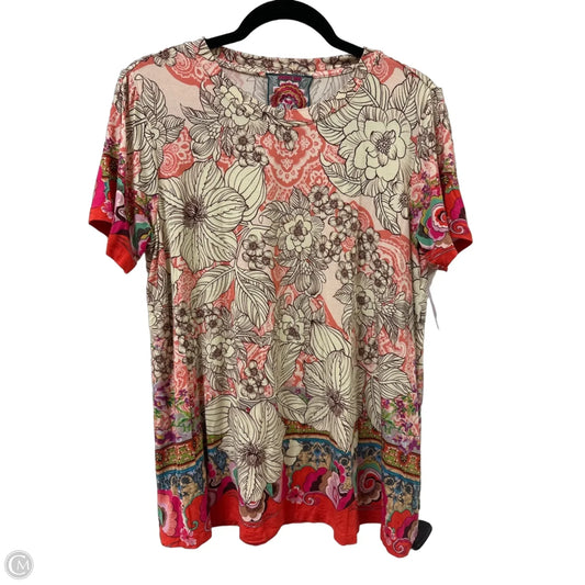 Top Short Sleeve Designer By Johnny Was In Floral Print, Size: L