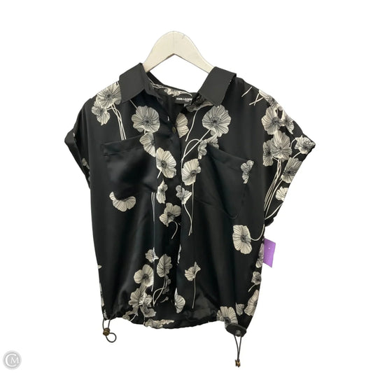 Top Short Sleeve Designer By Karl Lagerfeld In Black, Size: M