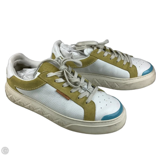 Shoes Designer By Tory Burch In White & Yellow, Size: 10