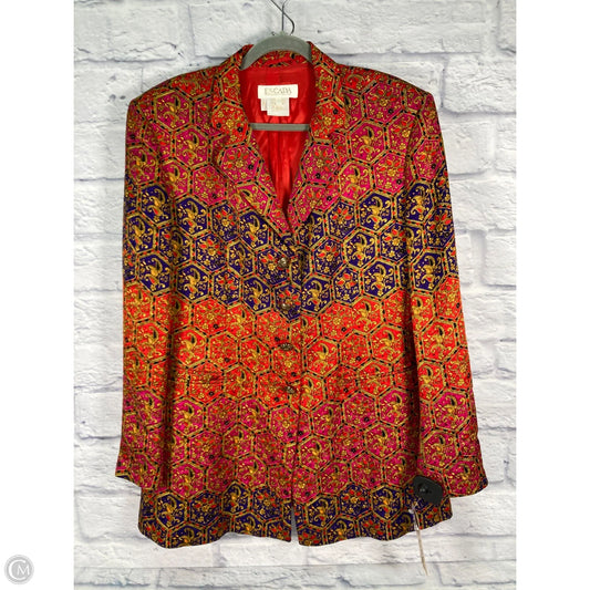 Blazer Designer By Escada In Blue & Red, Size: L
