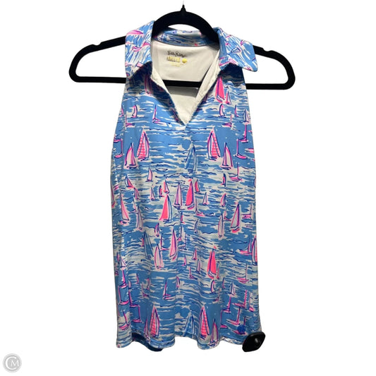 Top Sleeveless Designer By Lilly Pulitzer In Blue & Pink, Size: Xs