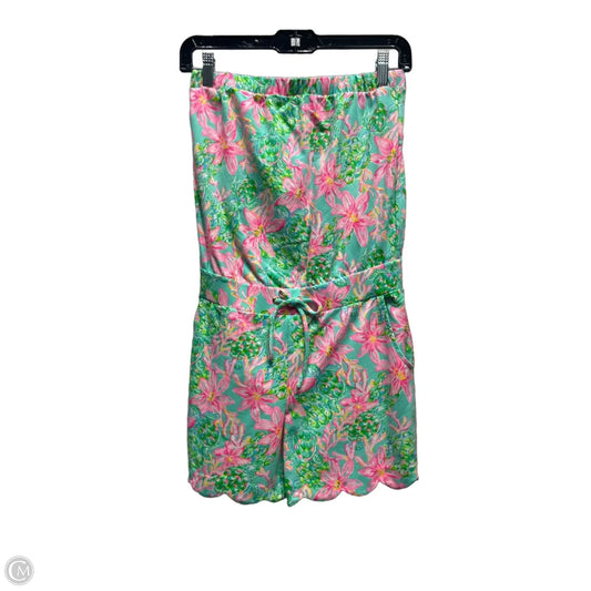Romper Designer By Lilly Pulitzer In Green & Pink, Size: Xs