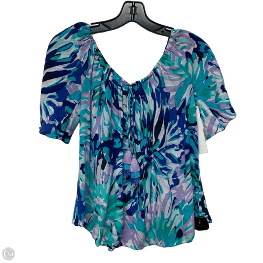 Top Short Sleeve Designer By Lilly Pulitzer In Blue & Green, Size: S