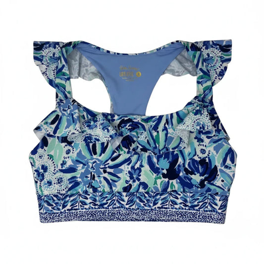 Athletic Bra Designer By Luxletic Lilly Pulitzer In Blue & Green, Size: S
