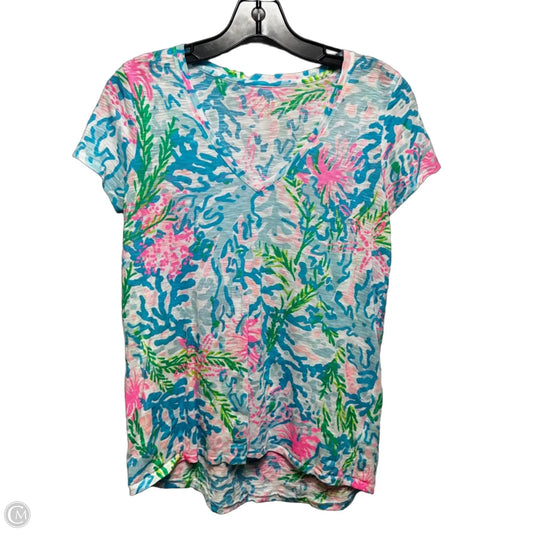 Etta V-Neck Tee Designer By Lilly Pulitzer In Blue & White, Size: XS