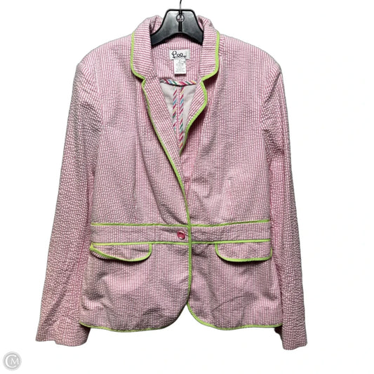 Vintage Seersucker Blazer Designer By Lilly Pulitzer In Striped Pattern, Size: 12