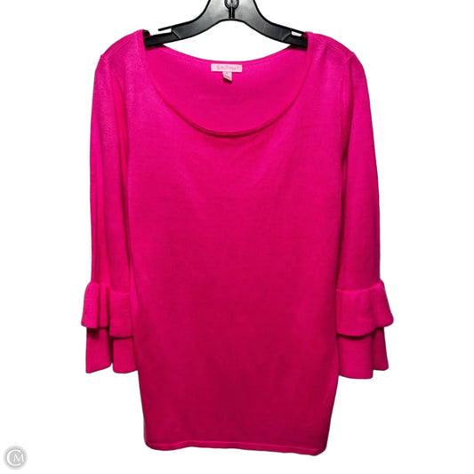 Ruffle Sleeve Sweater Designer By Lilly Pulitzer In Pink, Size: Xl