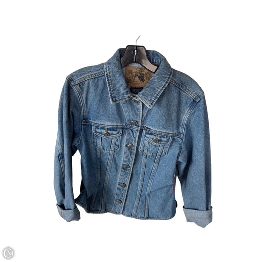 Jacket Designer By Facconnable In Blue Denim, Size: L
