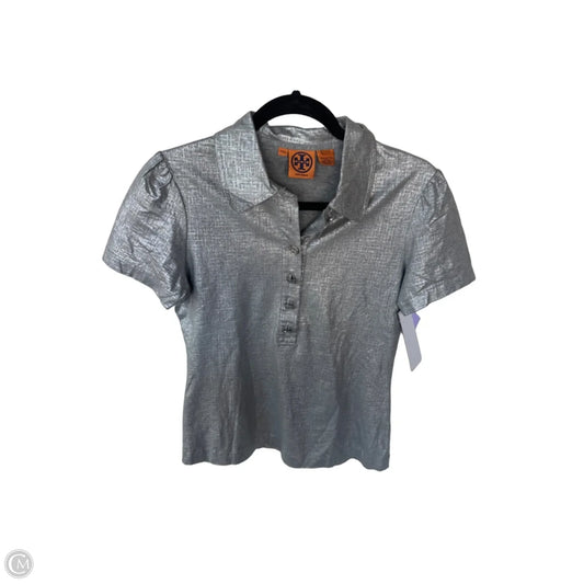 Top Short Sleeve Designer By Tory Burch In Silver, Size: S