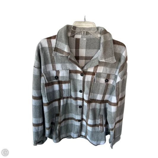 Jacket Shirt By Clothes Mentor In Grey & White, Size: M