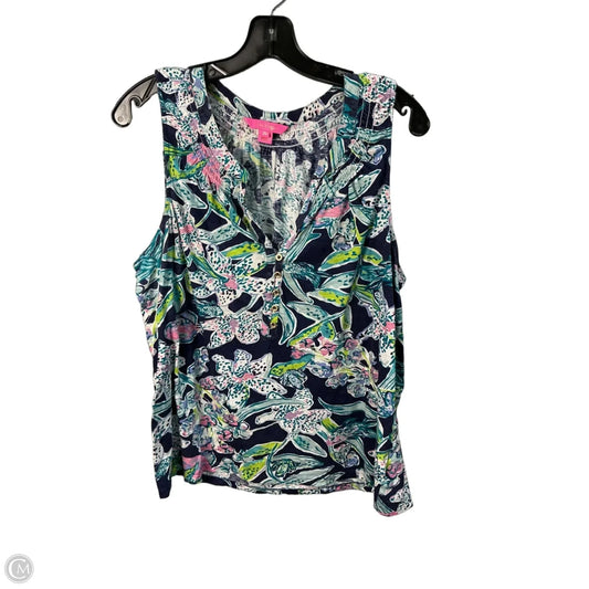 Top Sleeveless Designer By Lilly Pulitzer In Blue, Size: Xl