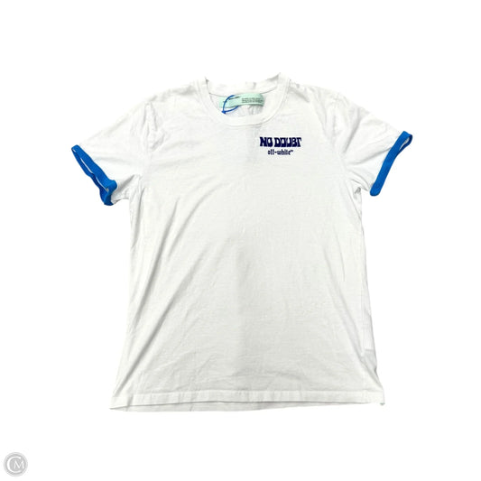 Top Short Sleeve Luxury Designer By Off-white In Blue & White, Size: L