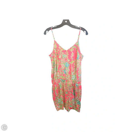 Romper Designer By Lilly Pulitzer In Green & Pink, Size: M