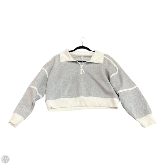 Sweatshirt Collar By Simply Southern In Grey & White, Size: M