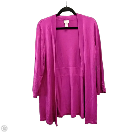 Sweater Cardigan By Chicos In Purple, Size: 12