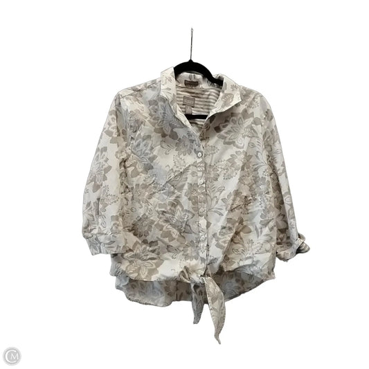 Top Long Sleeve By Chicos In Brown & White, Size: M