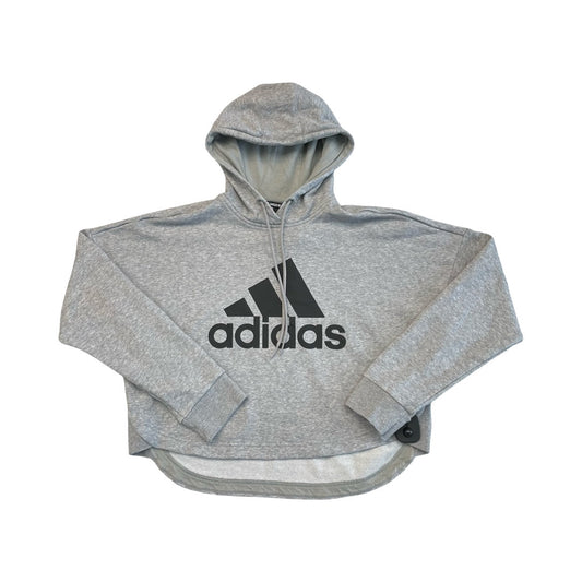 Athletic Sweatshirt Hoodie By Adidas In Grey, Size:M