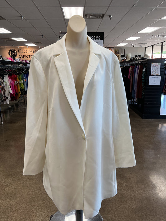 Blazer Designer By Lafayette 148 In Cream, Size:2X