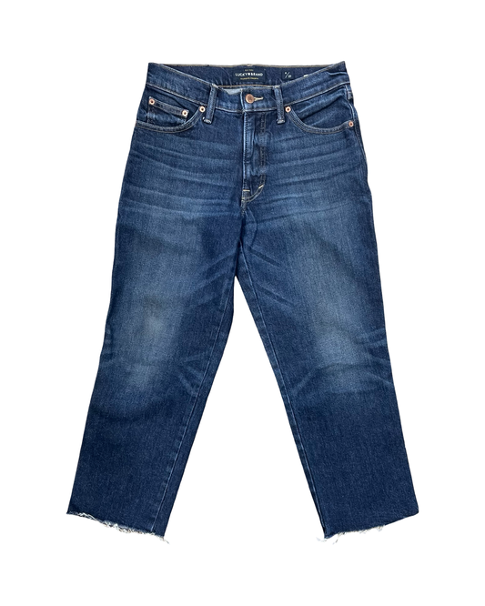 Jeans Cropped By Lucky Brand In Blue Denim, Size:4