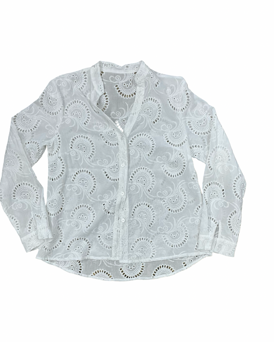 Blouse Ls By Clothes Mentor In White, Size:S