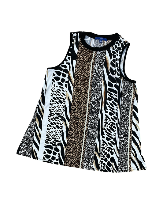 Top Sleeveless By Apt 9 In Black & White, Size:L