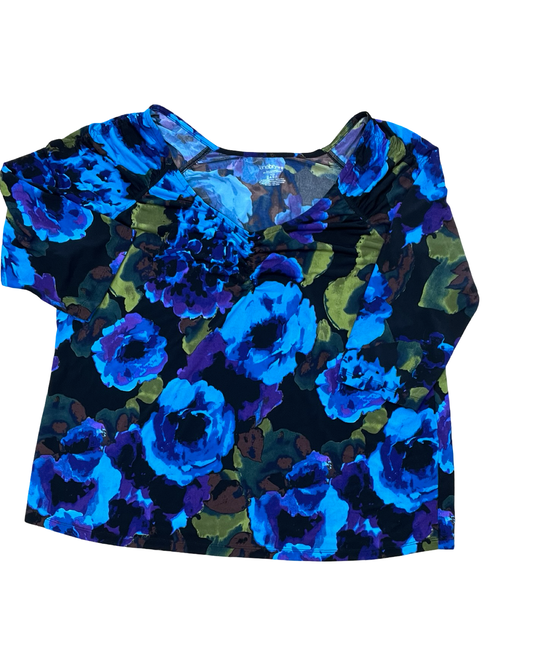 Top 3/4 Sleeve By Lane Bryant In Black & Blue, Size:2X